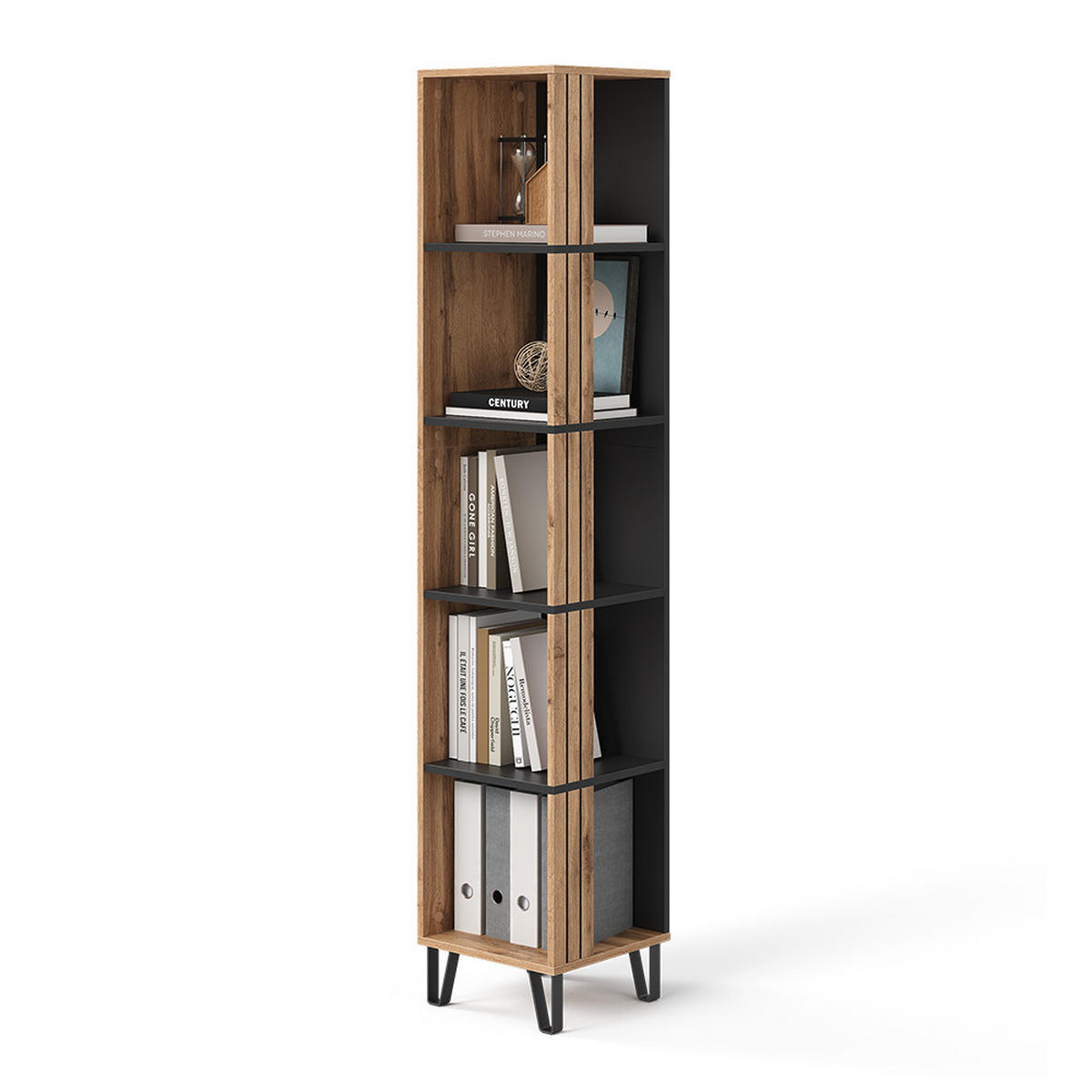 BÜCHERREGAL Amber Eiche Wotan 36 x 186.6 cm - Eiche Wotan, Holzwerkstoff (36/186.6/36cm) - Vicco