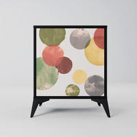 SIDEBOARD FLEETING HAPPINESS, Schwarz, 57,5x42x70,5 cm, Schwarze Metall-Sternfüße - Multicolor/Schwarz, Holzwerkstoff/Metall (57.5/70.5/42cm) - SpaceRebels