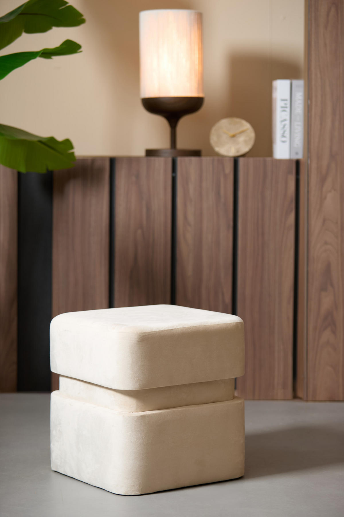 SITZPOUF Piazza Braun 40/40/42,5 cm - Beige, Textil (40/42.5/40cm) - Light & Living
