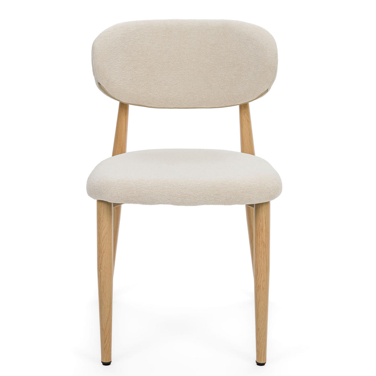 STUHL ALMO gepolstert Beine in Holzoptik - hellbeige - Boucle - Eichefarben/Beige, Textil/Metall (47/77/54cm) - NEW HOME