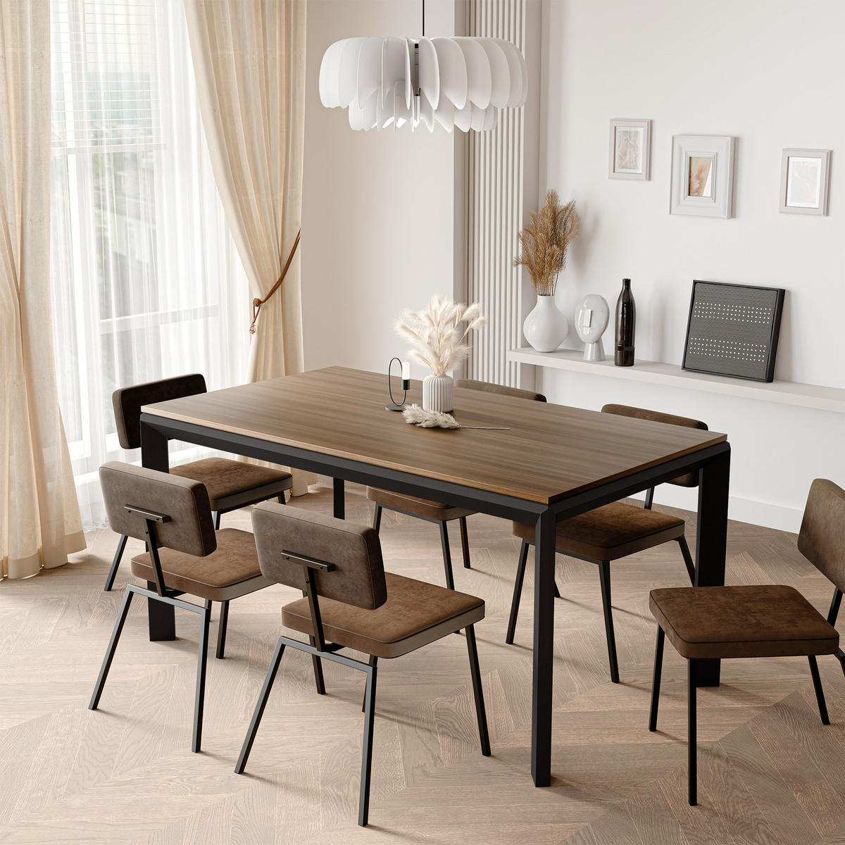 AUSZIEHTISCH FARO 180-270/90/76 cm, Franklin-Nussbaum / Schwarz - Nussbaumfarben/Schwarz, Holzwerkstoff/Metall (90/180/76cm) - Idohome