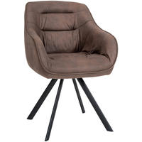 ARMLEHNENSTUHL Vintage Stoff braun - Schwarz/Braun, Textil/Metall (57/90/63cm) - CLP