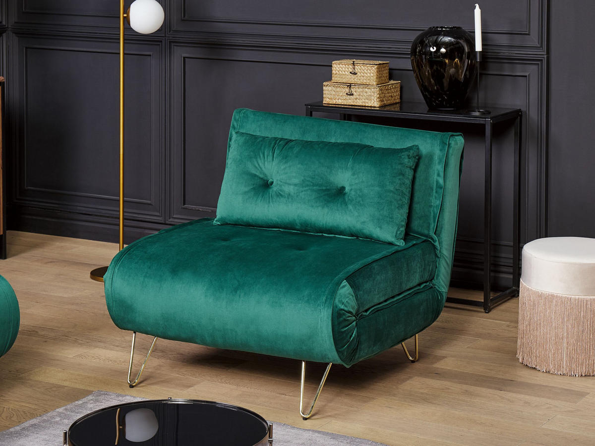 SCHLAFSOFA Samtstoff Dunkelgrün Vestfold - Dunkelgrün, Textil (85/81/78cm) - Beliani