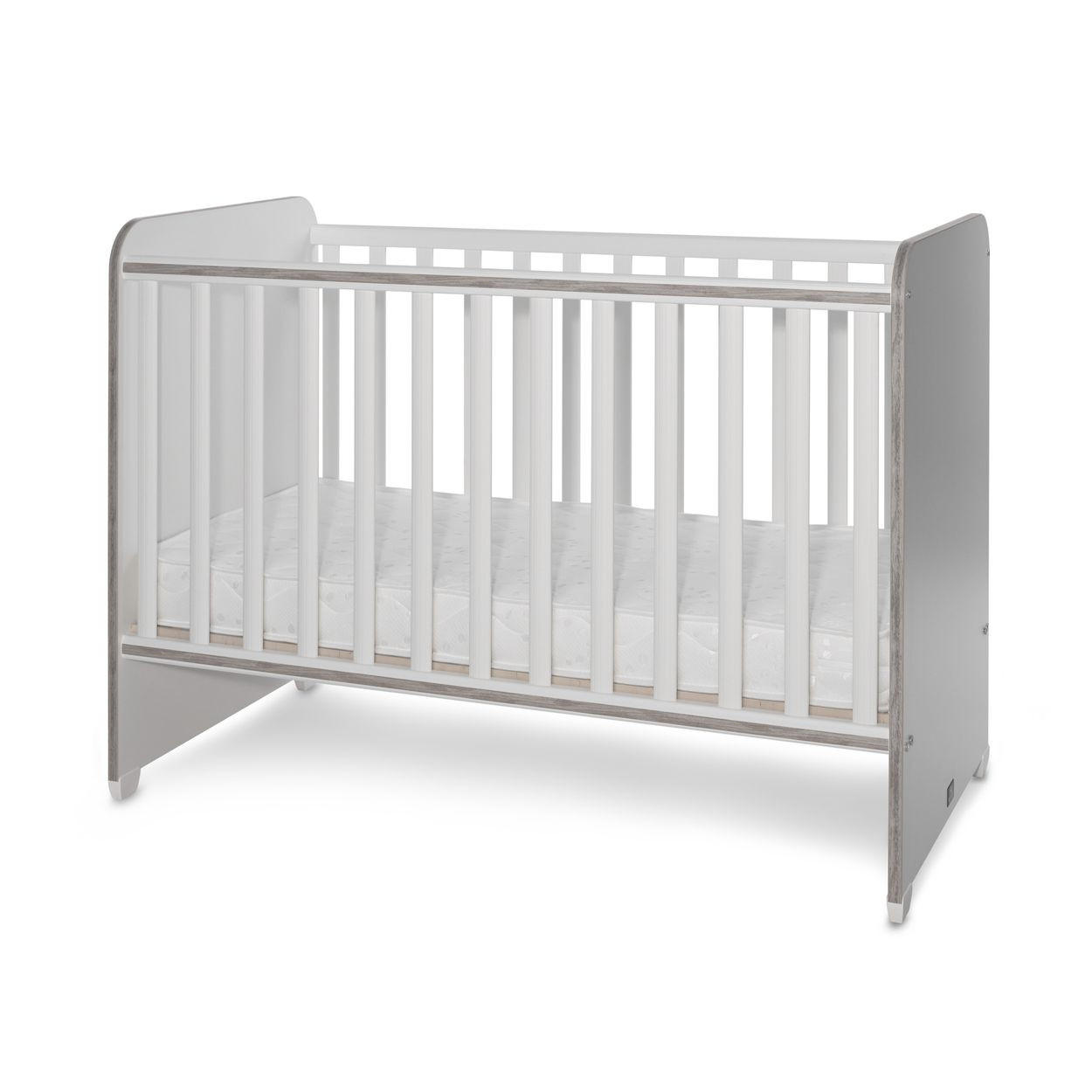BABYBETT Sweet Dream 120 x 60 cm weiß grau 120 x 60 cm, 2 Ebenen, Schlupfsprossen, Melamin, ohne Matratze - Grau, Holzwerkstoff (60/120cm) - Lorelli