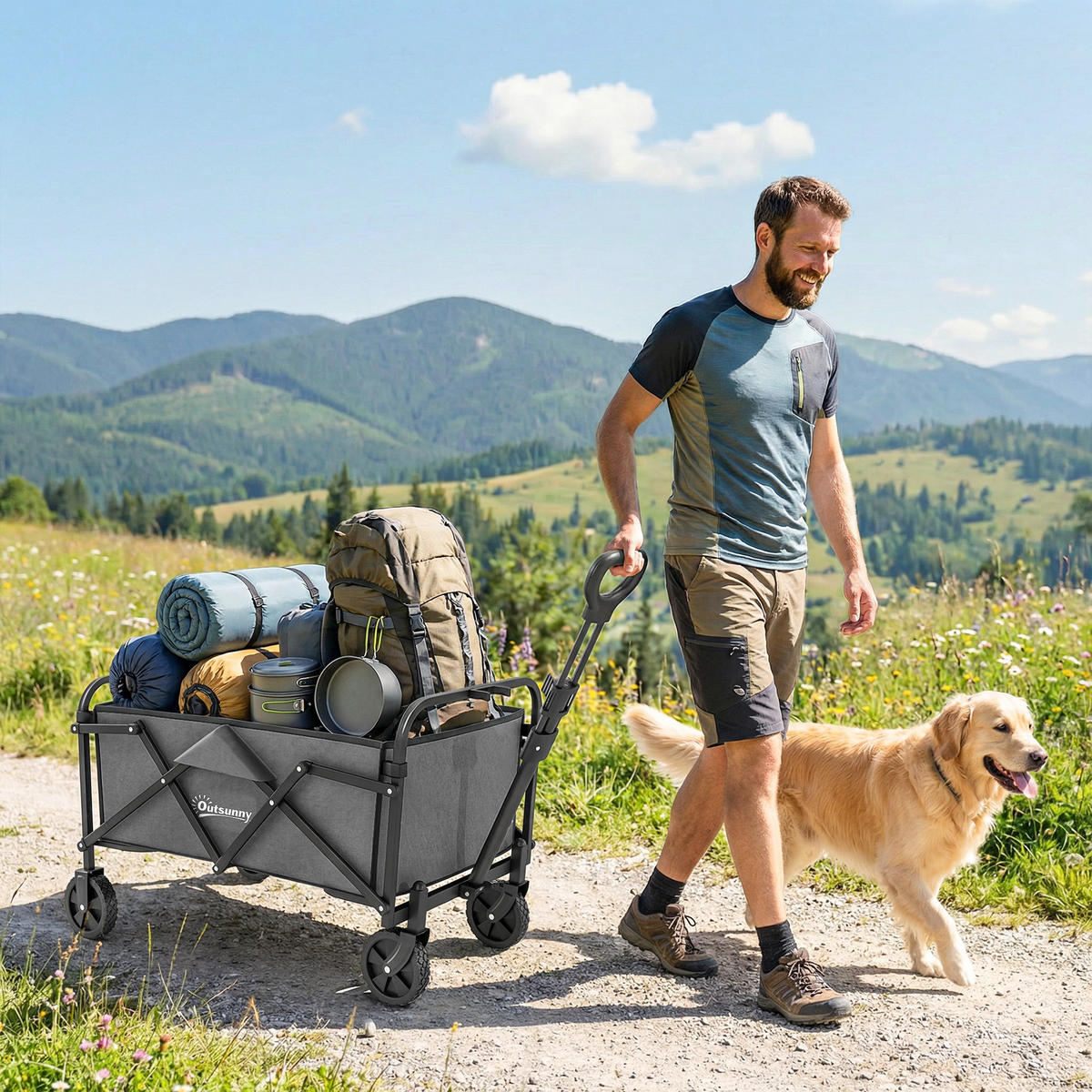 GARTENWAGEN DE-18775 all-terrain klappbar 66L Grau - Grau, Metall (45/89/81cm) - ComfortXL