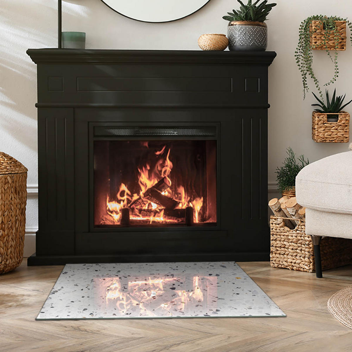 GLASPLATTE für Kamin 80x60 cm Weiß - Weiß, Glas (80/60/0.4cm) - ArtPrintCave