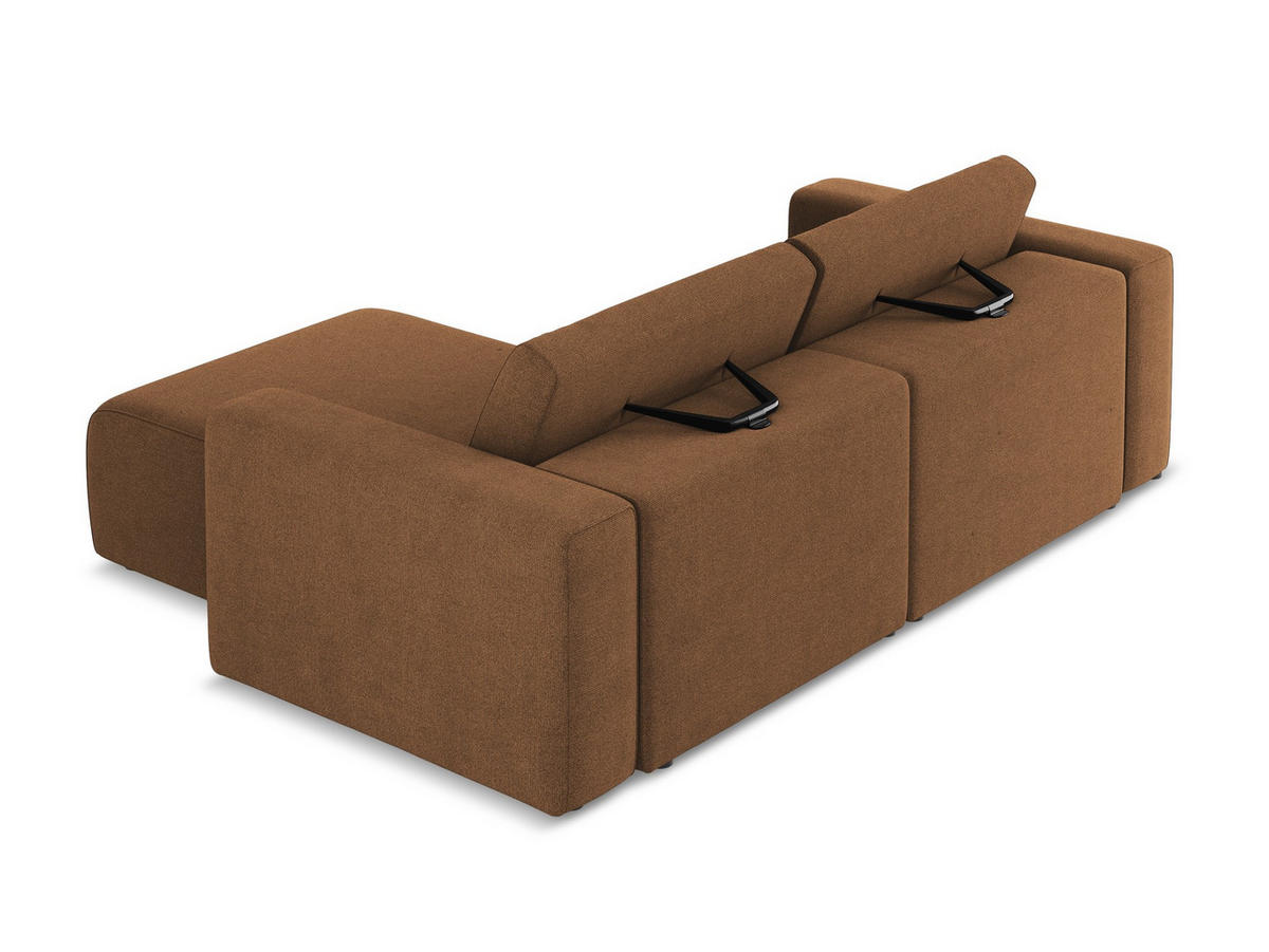 ECKSOFA Rechts Strukturstoff Stoff Orange - Beige/Terra cotta, Kunststoff/Textil (224/167cm) - Makamii