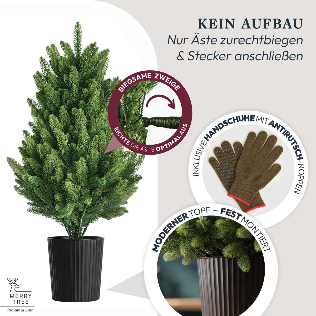 WEIHNACHTSBAUM mit PE-Spritzguss-Nadeln, 90 cm - Grün, Kunststoff (90cm) - Merry Tree