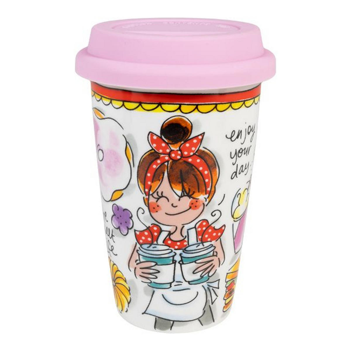 TO-GO-BECHER Süßes Leben in Bunt - 15cm - Multicolor, Keramik (0.4L) - Blond Amsterdam