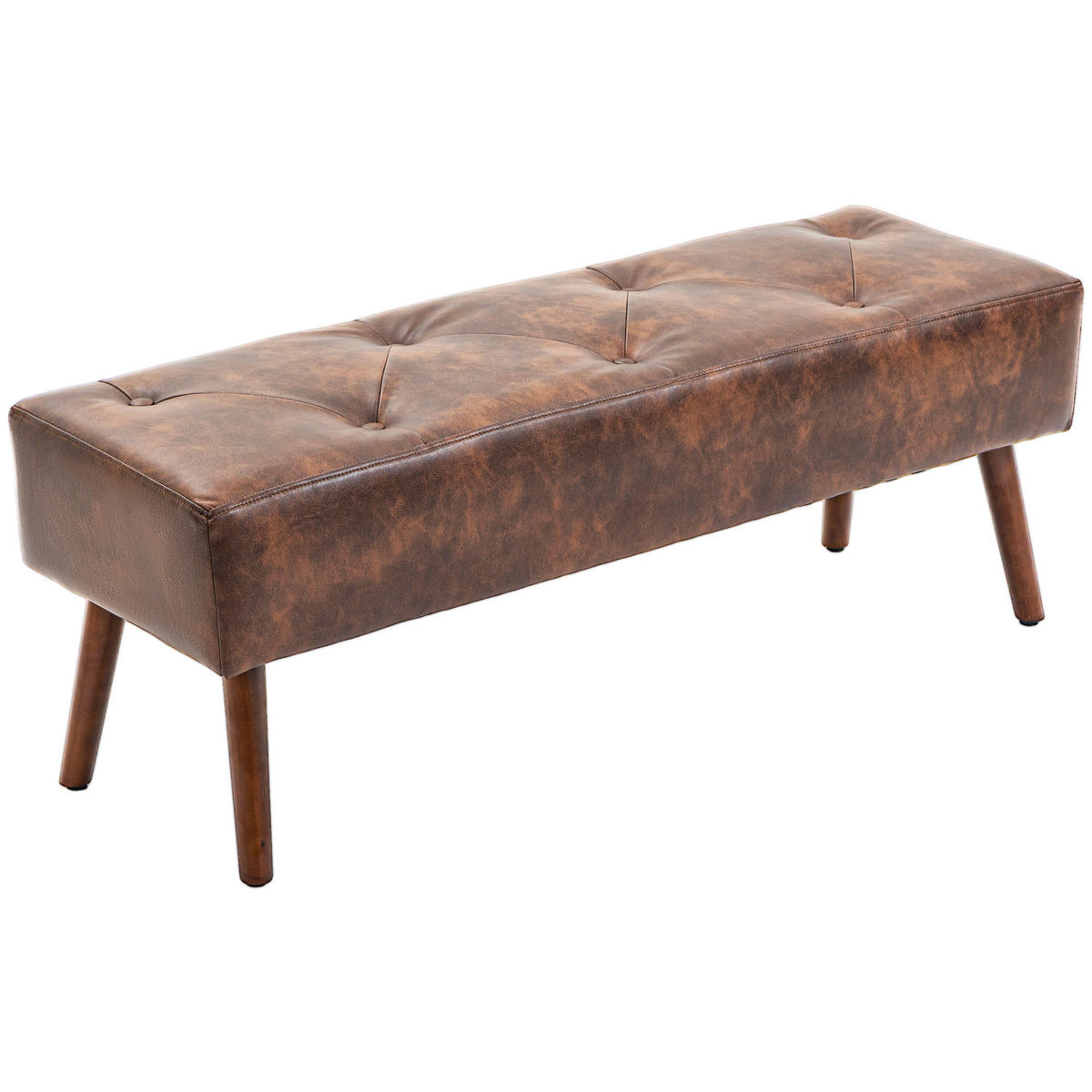 HOCKERBANK DE-12814 Knopfheftung, Vintage-Stil Braun - Braun, Holzwerkstoff (38/42/114cm) - ComfortXL