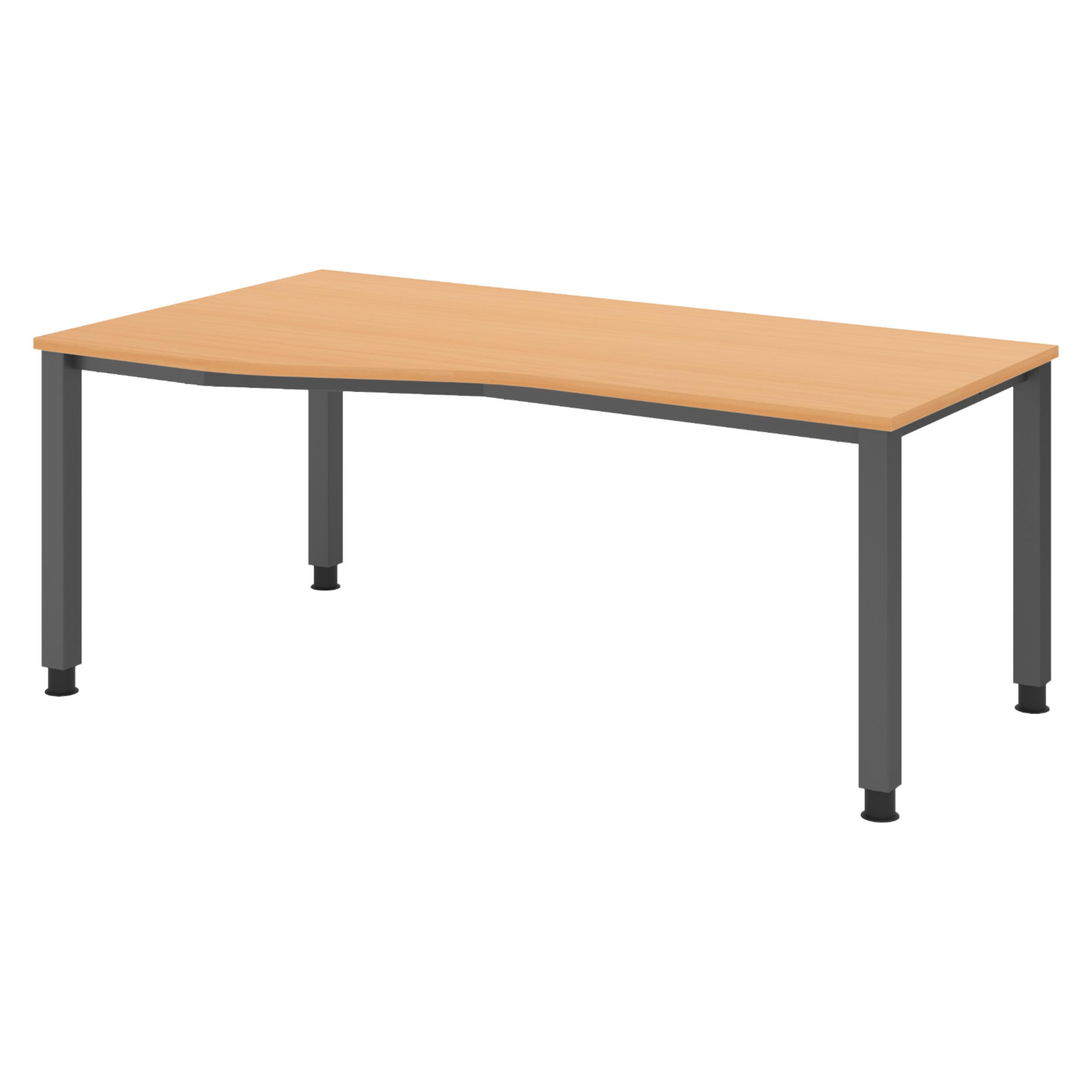 SCHREIBTISCH Serie-Q Gestell: Graphit 100/180/74 cm in Buchefarben - Buchefarben, Holzwerkstoff (100/180/74cm) - bümö
