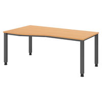 SCHREIBTISCH Serie-Q Gestell: Graphit 100/180/74 cm in Buchefarben - Buchefarben, Holzwerkstoff (100/180/74cm) - bümö