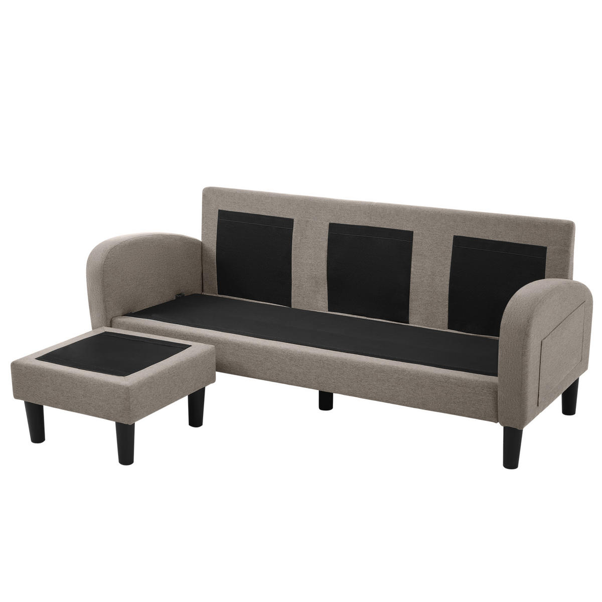 ECKSOFA L-Form mit Chaiselongue 166/118/77 cm Atmungsaktiver Baumwoll-Leinenstoff Kunststoffbeine - Dunkelgrau, Kunststoff (166/118cm) - OKWISH