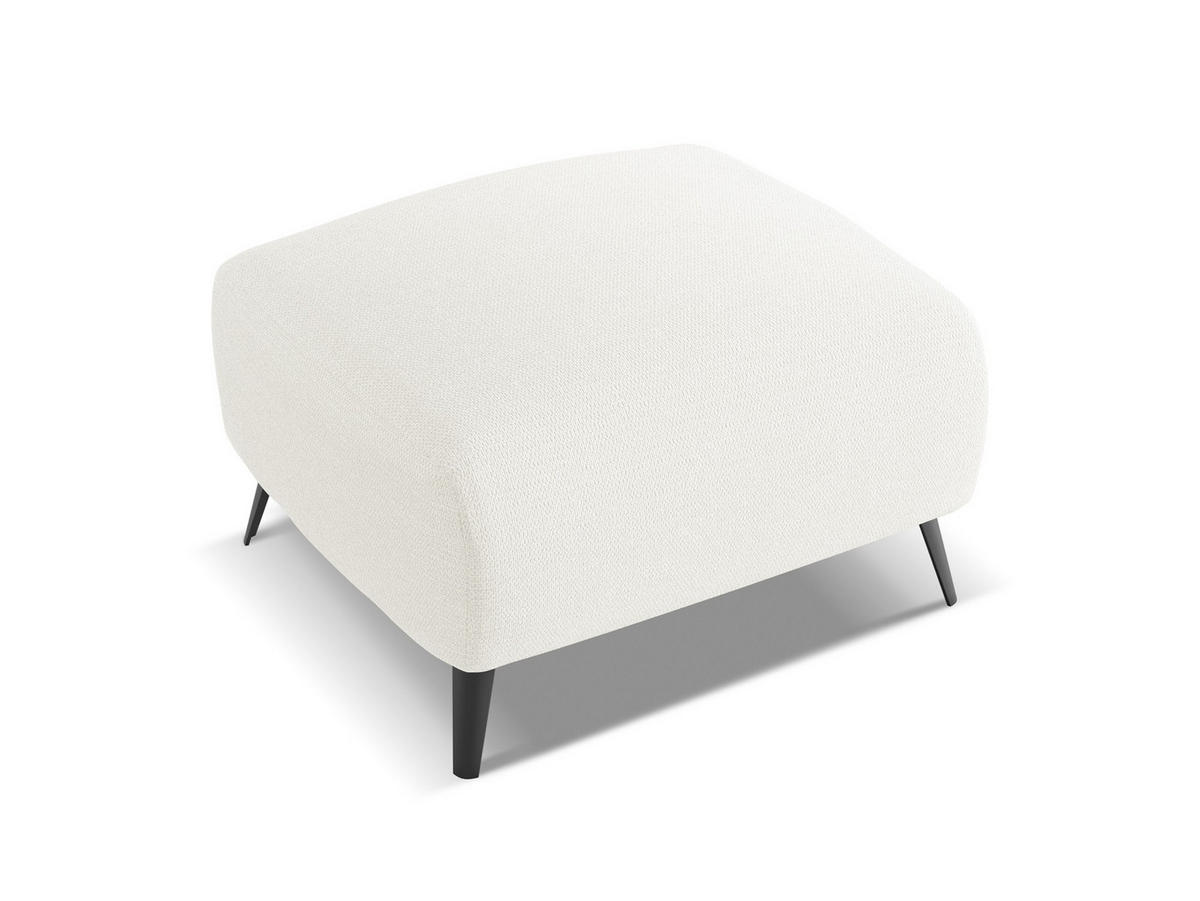POUF Chenille Stoff Weiß - Schwarz/Weiß, Textil/Metall (65/44/65cm) - Makamii