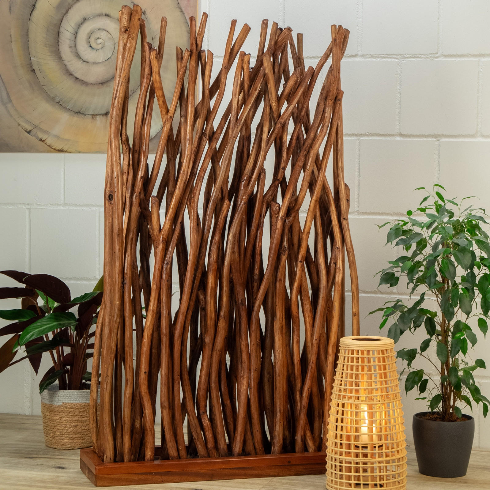 RAUMTEILER Tekea Teakholz naturfarben - Braun, Holz (80/130/20cm) - DESIGN DELIGHTS