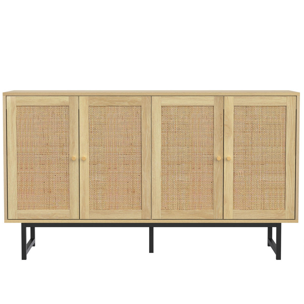 SIDEBOARD 140/39,5/80 cm,4 Türen,Ratten Retro-Design,Naturfarben - Naturfarben, Holz (140/80/38cm) - LVHOM