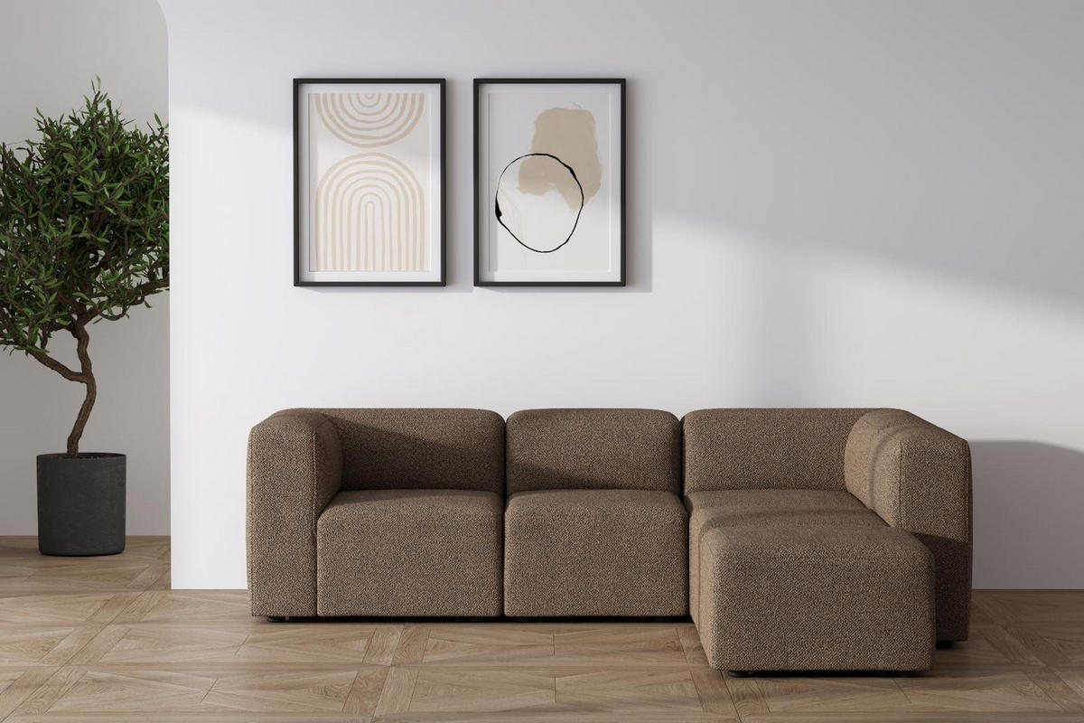 CHAISELONGSOFA Cubic Stoff Braun - Braun, Textil (257/64/257cm) - ebuy24
