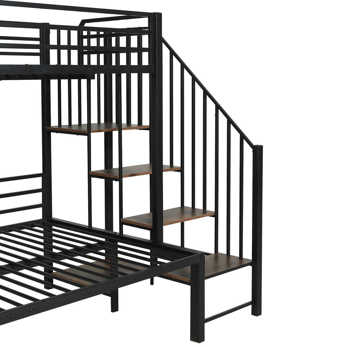 BETT Etagenbett Schwarz + Vintage-Holz 90x200/120x200 cm - Schwarz, Metall (90/200cm) - ComfortXL