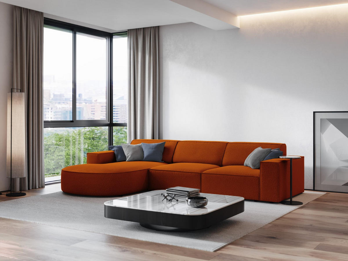 ECKSOFA links Jodie aus strukturiertem Stoff terrakotta 4 Sitzplätze - Terracotta, Textil (166/284cm) - Micadoni