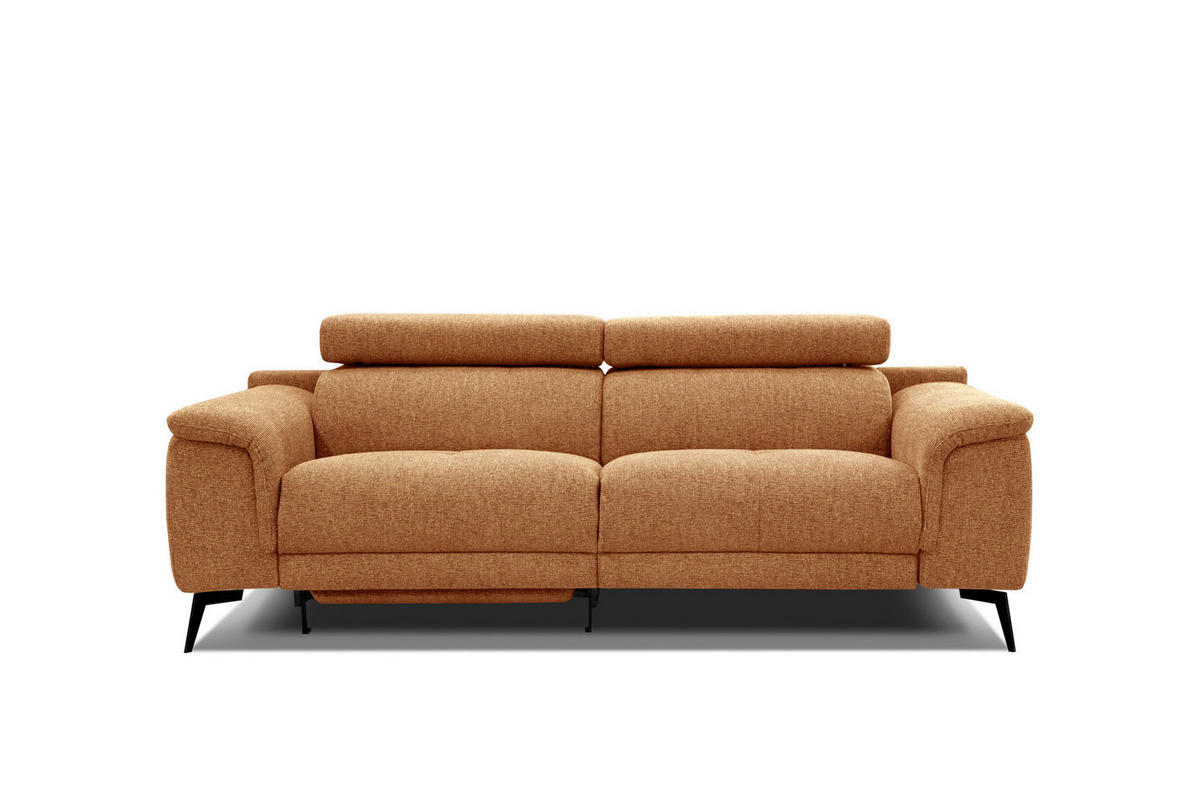 RELAXSOFA FIERO 3-Sitzer mit 1 Relaxfunktion, orange - Schwarz/Orange, Holzwerkstoff/Textil (212/82/103cm) - Courtois Laville