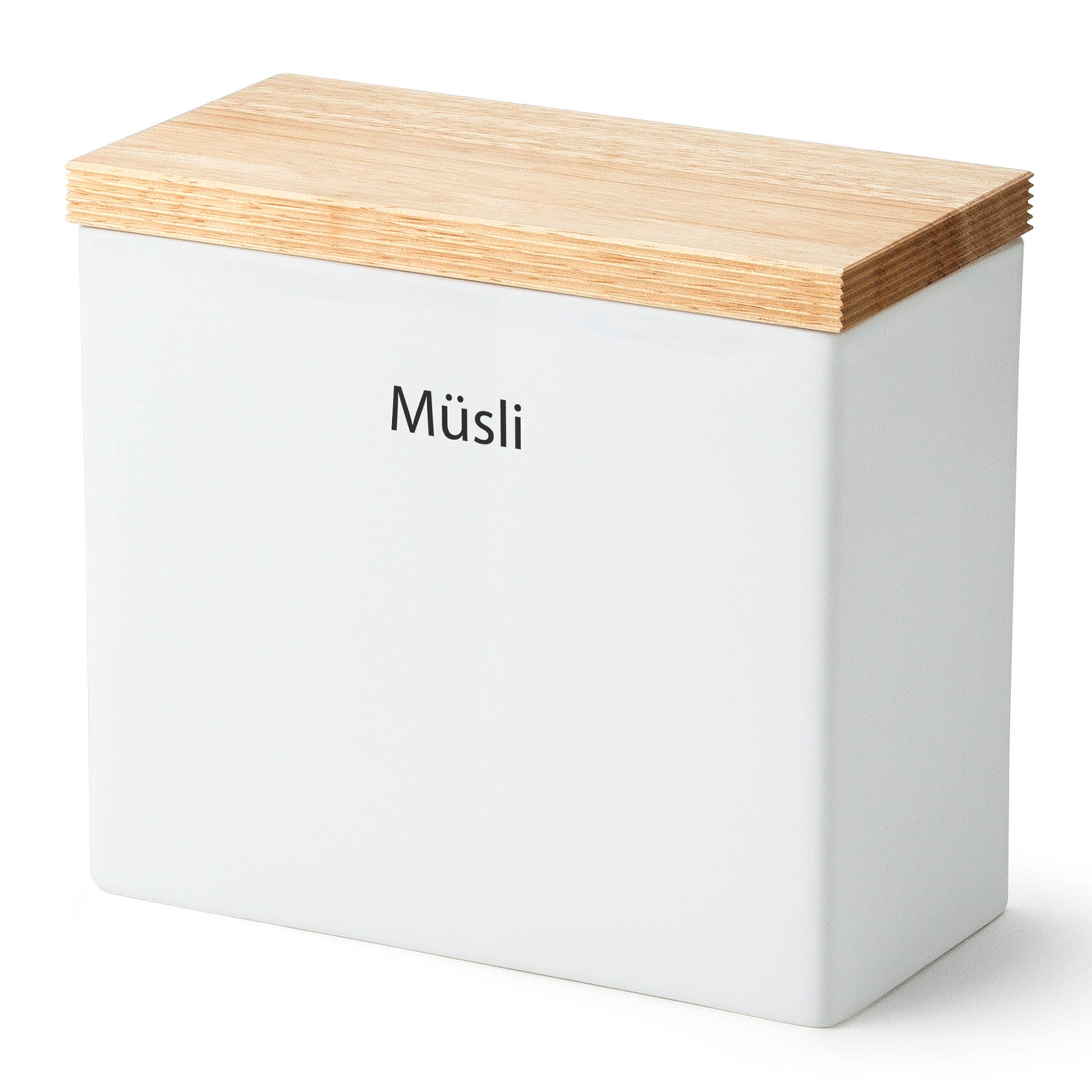 VORRATSDOSE mit Holzdeckel, Weiß, 20 x 10 x 18.5 cm - Weiß, Keramik (21/12/21cm) - Continenta