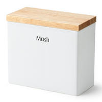 VORRATSDOSE mit Holzdeckel, Weiß, 20 x 10 x 18.5 cm - Weiß, Keramik (21/12/21cm) - Continenta