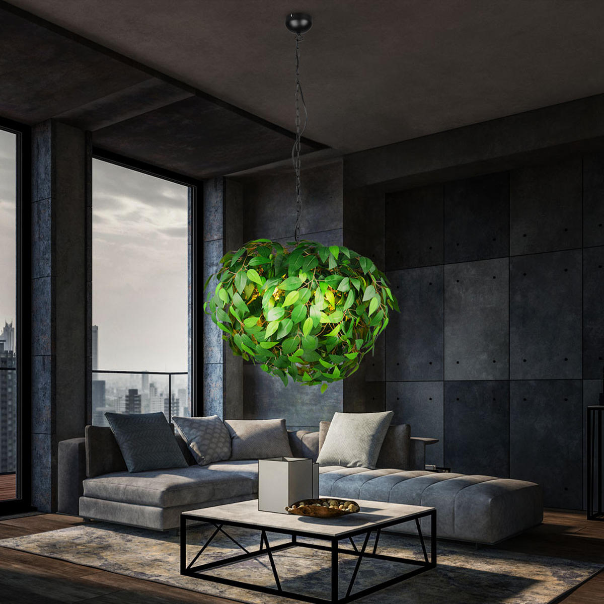 HÄNGELEUCHTE LEAVY Metall Grün - Grün, Metall (70/70/150cm)