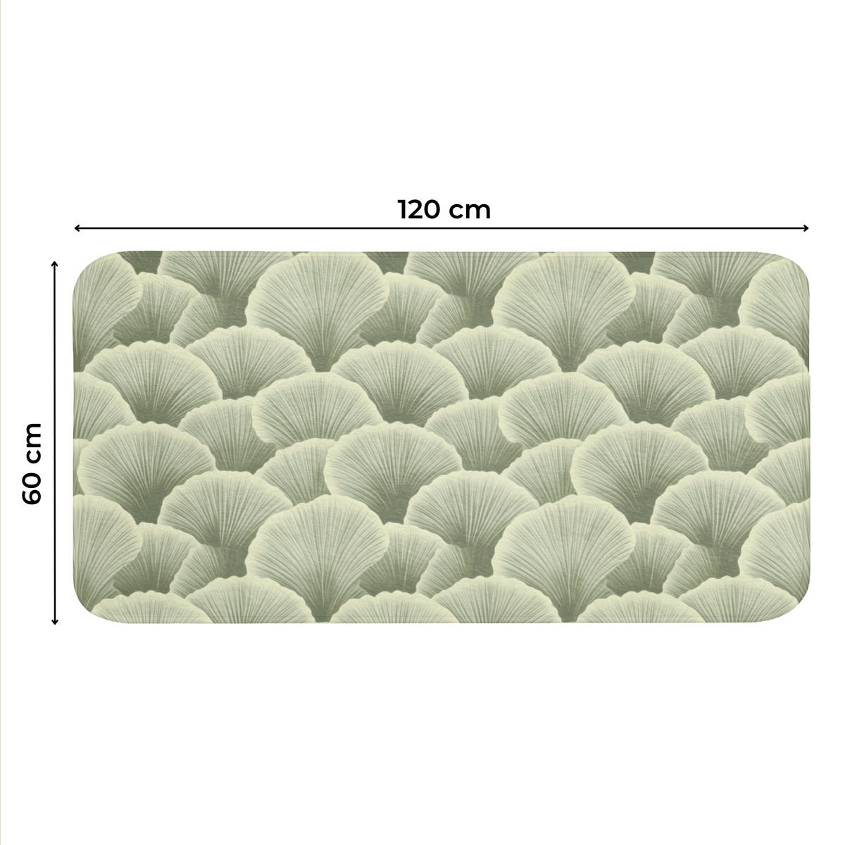 WC PŘEDLOŽKA Vějíř - list - zelený 120x60 cm - pastelově zelená, textil/plast (120/1cm) - OnlyWow