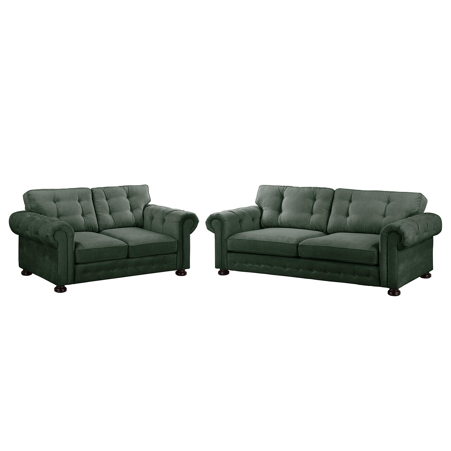 POLSTERGARNITUR (3-2) - Microfaser - Olivgrün, Textil (1/1/1cm) - home24