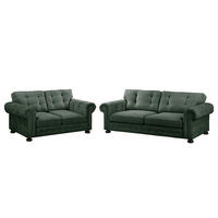 POLSTERGARNITUR (3-2) - Microfaser - Olivgrün, Textil (1/1/1cm) - home24