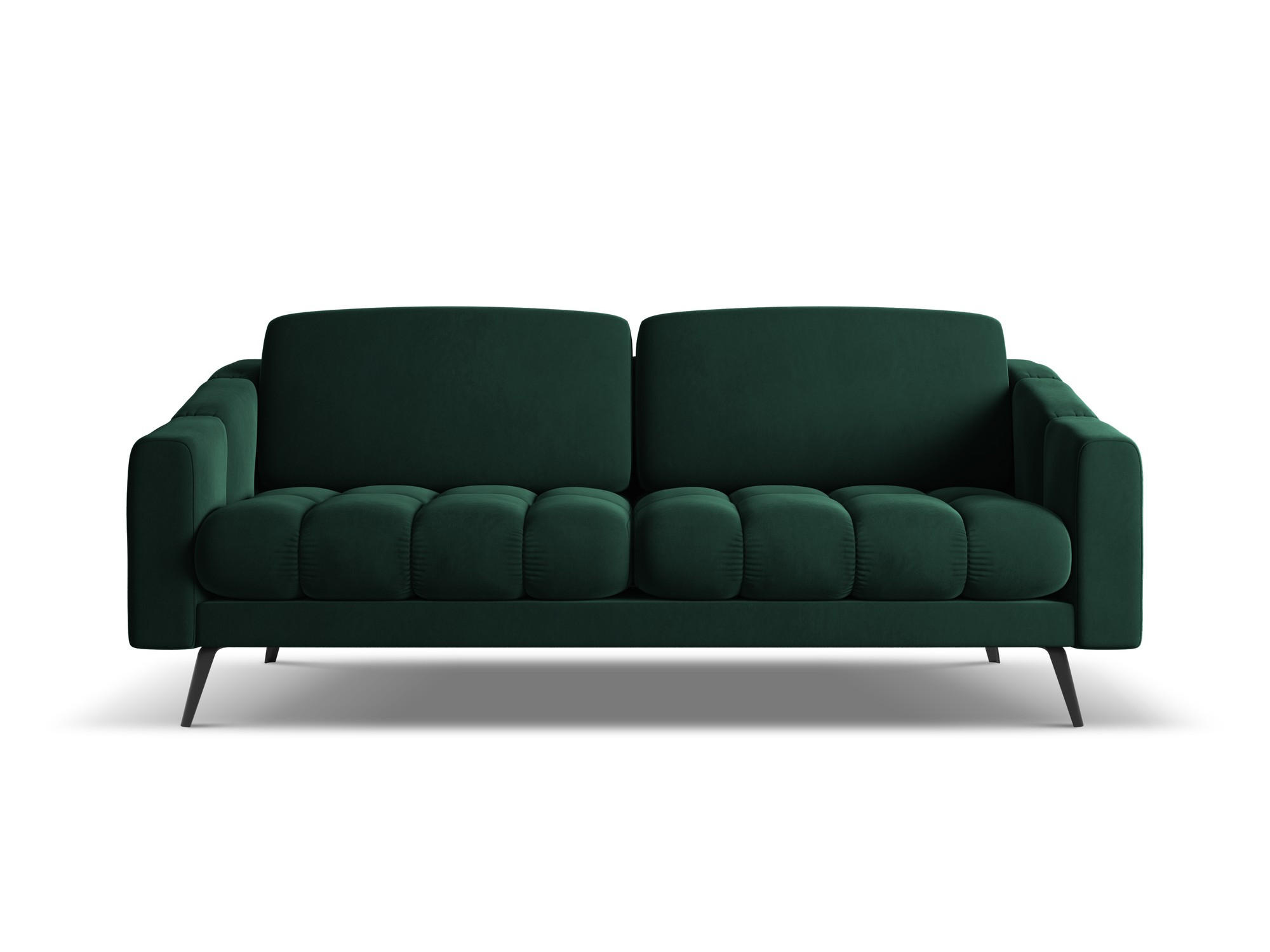 3-SITZER SOFA Samt Stoff Grün - Dunkelgrün/Schwarz, Textil/Metall (202/80/95cm) - Makamii
