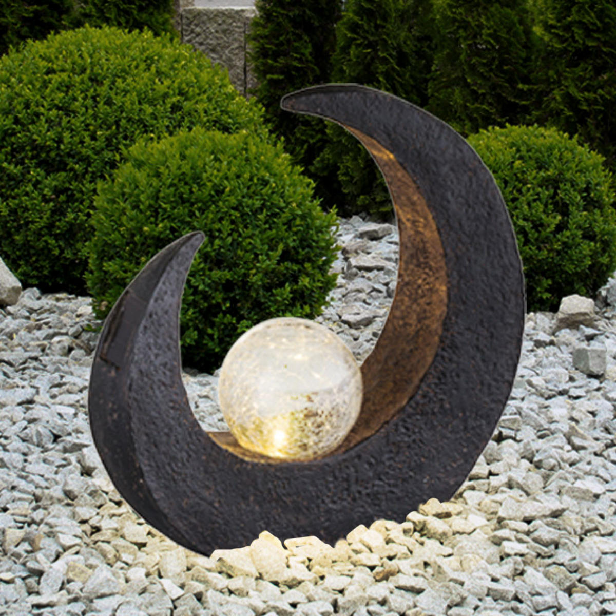 LED AUSSENLEUCHTE Crackle Glaskugel Bronze 2er Set - Bronzefarben, Kunststoff (26.5/13/50cm) - Globo Lighting