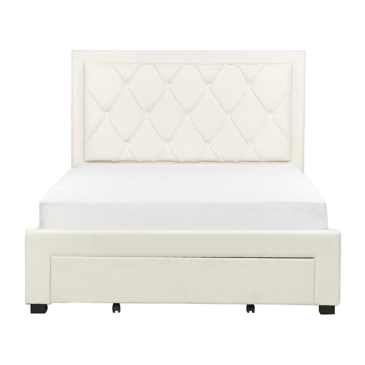 BETT mit Schaubladen 140x200 cm Beige Lievin - Creme, Textil (140/200cm) - Beliani