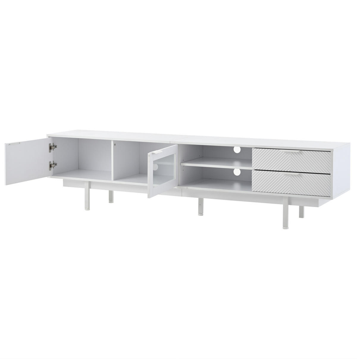 TV-ELEMENT mit 2 Türen und 2 Schubladen 200 x 40 x 50,5 cm Weiß - Weiß, Holzwerkstoff (40/50.5/200cm) - Beauniv