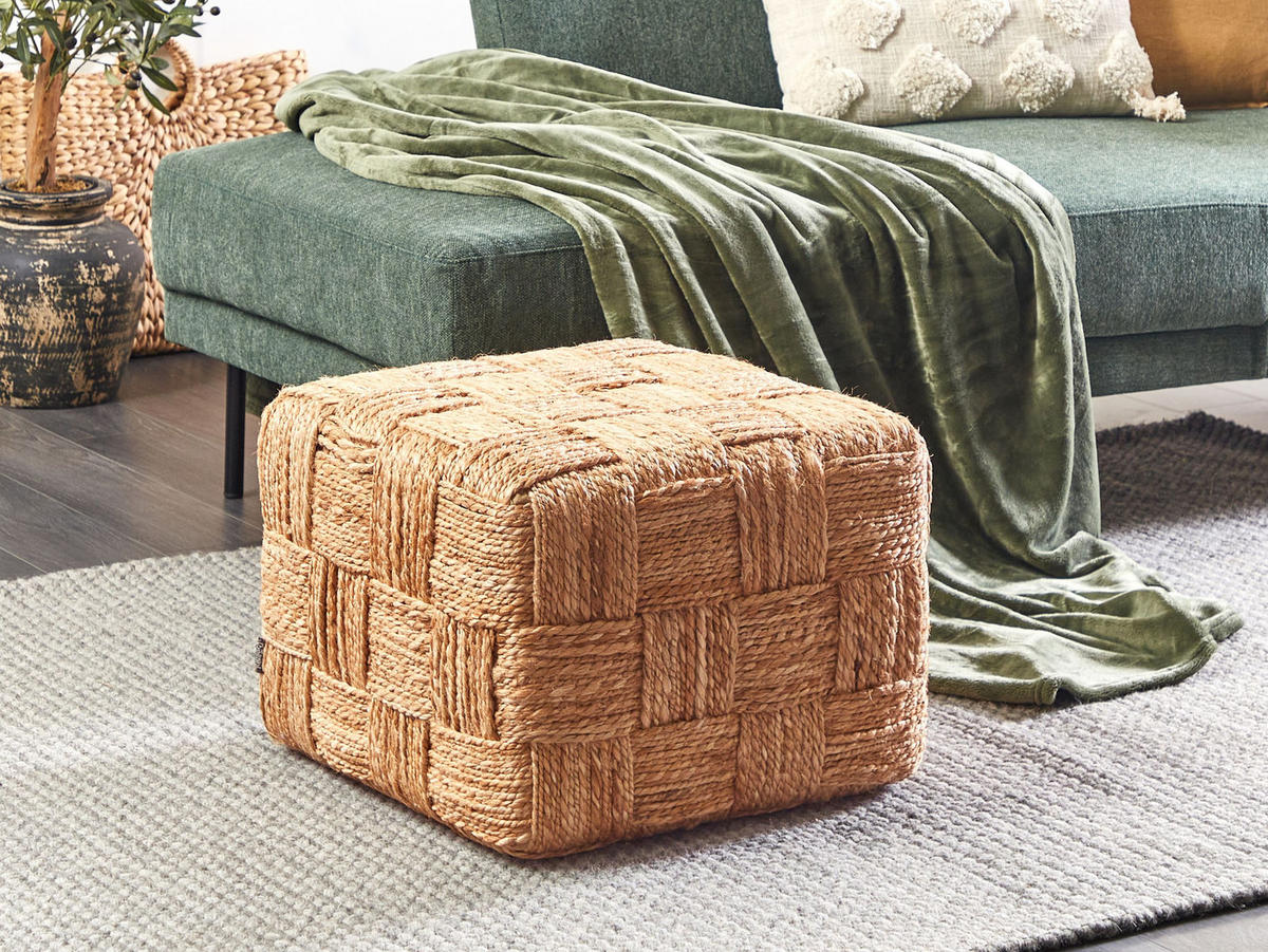 POUF Beige Hosri - Beige, Naturmaterialien (50/35/50cm) - Beliani