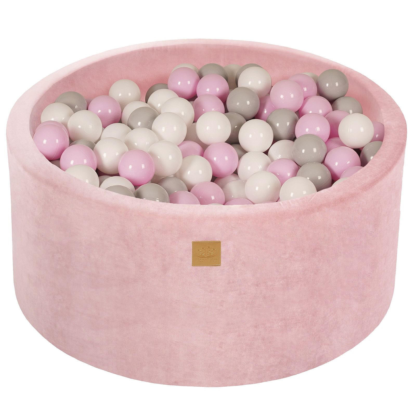 BÄLLEBAD für Kinder, Samt, Puderrosa - Pink/Hellrosa, Textil (90/90/40cm) - MeowBaby