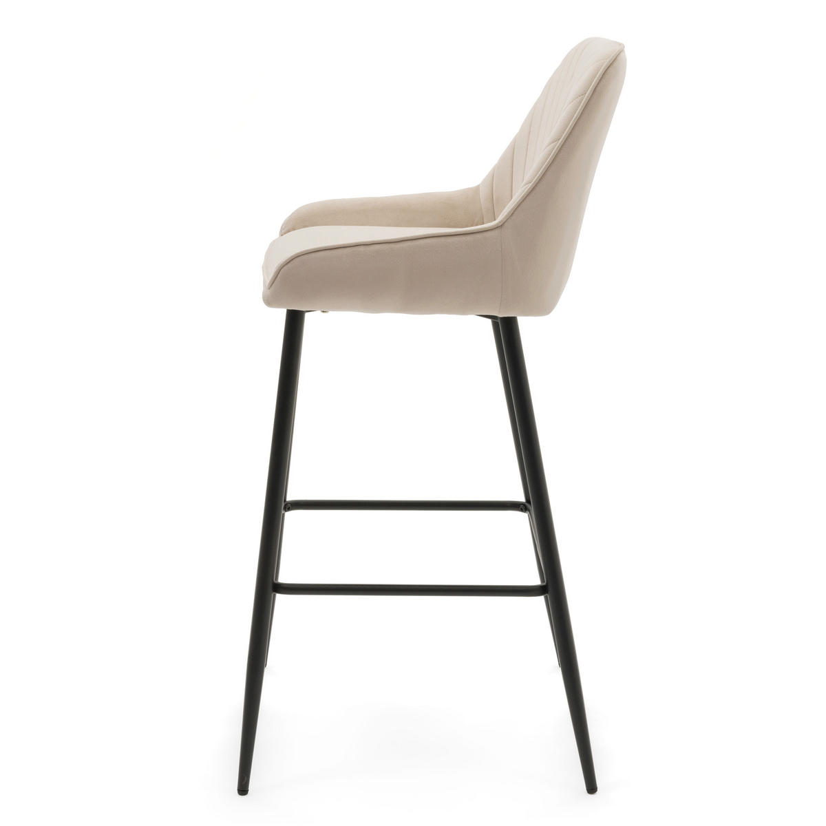BARHOCKER VASTO gepolstert mit Steppung - beige - Samt Velours - Beige/Schwarz, Metall (50/95/55cm) - NEW HOME