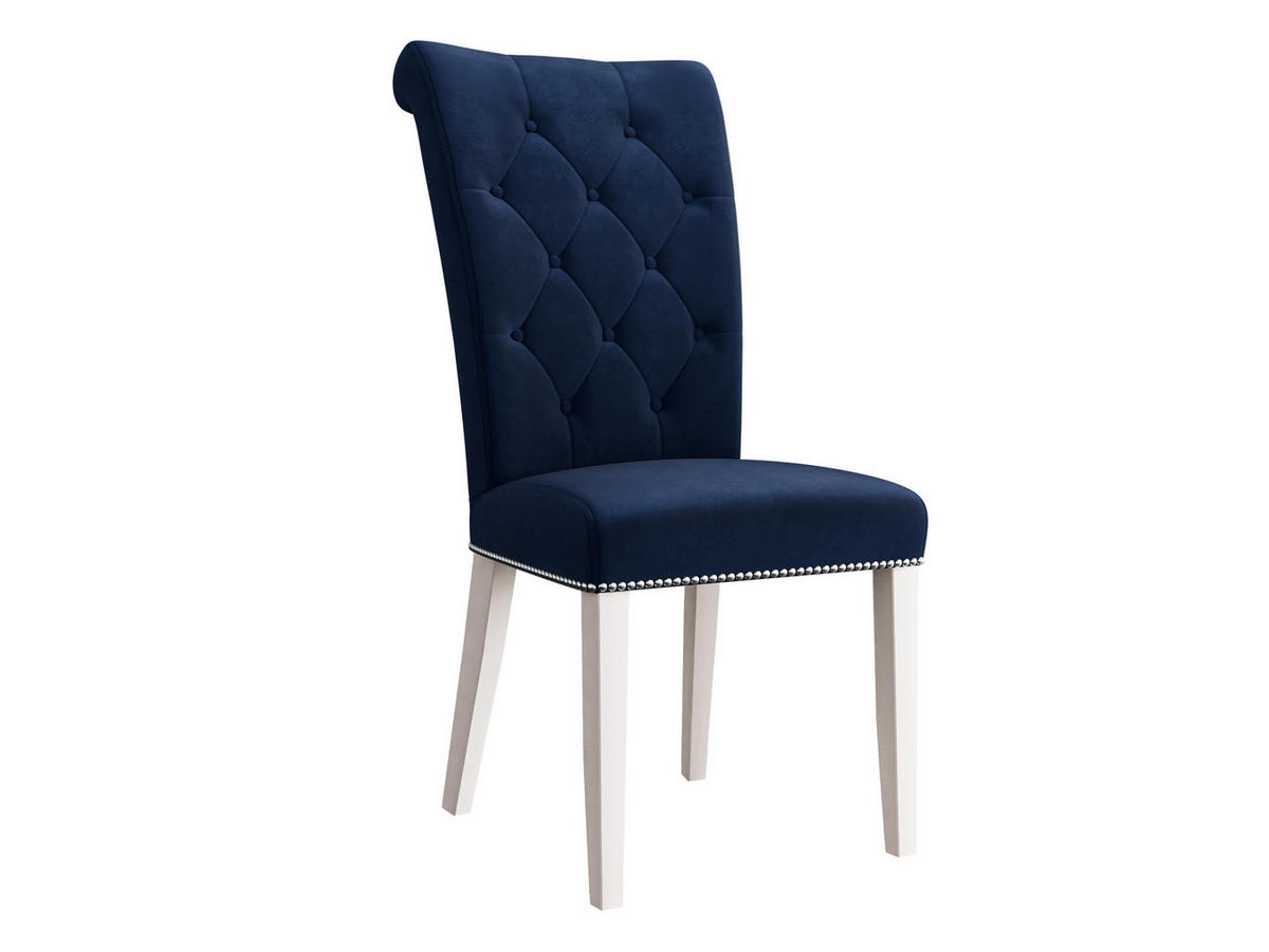 POLSTERSTUHL Christina, Holzfarbe: Weiß - Blau/Weiß, Holz/Textil (47/103/68cm) - MIRJAN24
