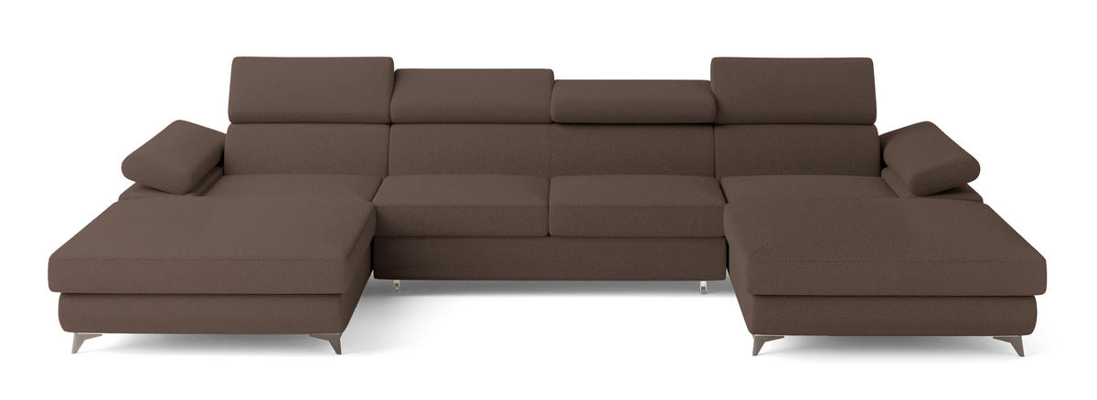 ROHOVÁ SEDAČKA DETTI hnědá - černá/hnědá, kov/dřevo (339/190cm) - MASSENO