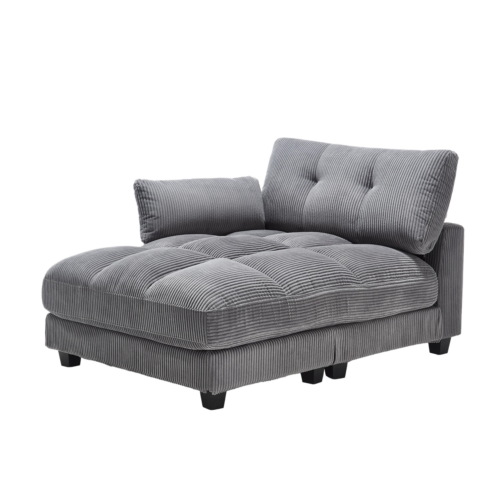RÉCAMIERE 2-Sitzer Cord Grau mit USB, Getränkehaltern und Seitentasche - Grau, Holzwerkstoff/Kunststoff (140/81/121cm) - WISHDOR