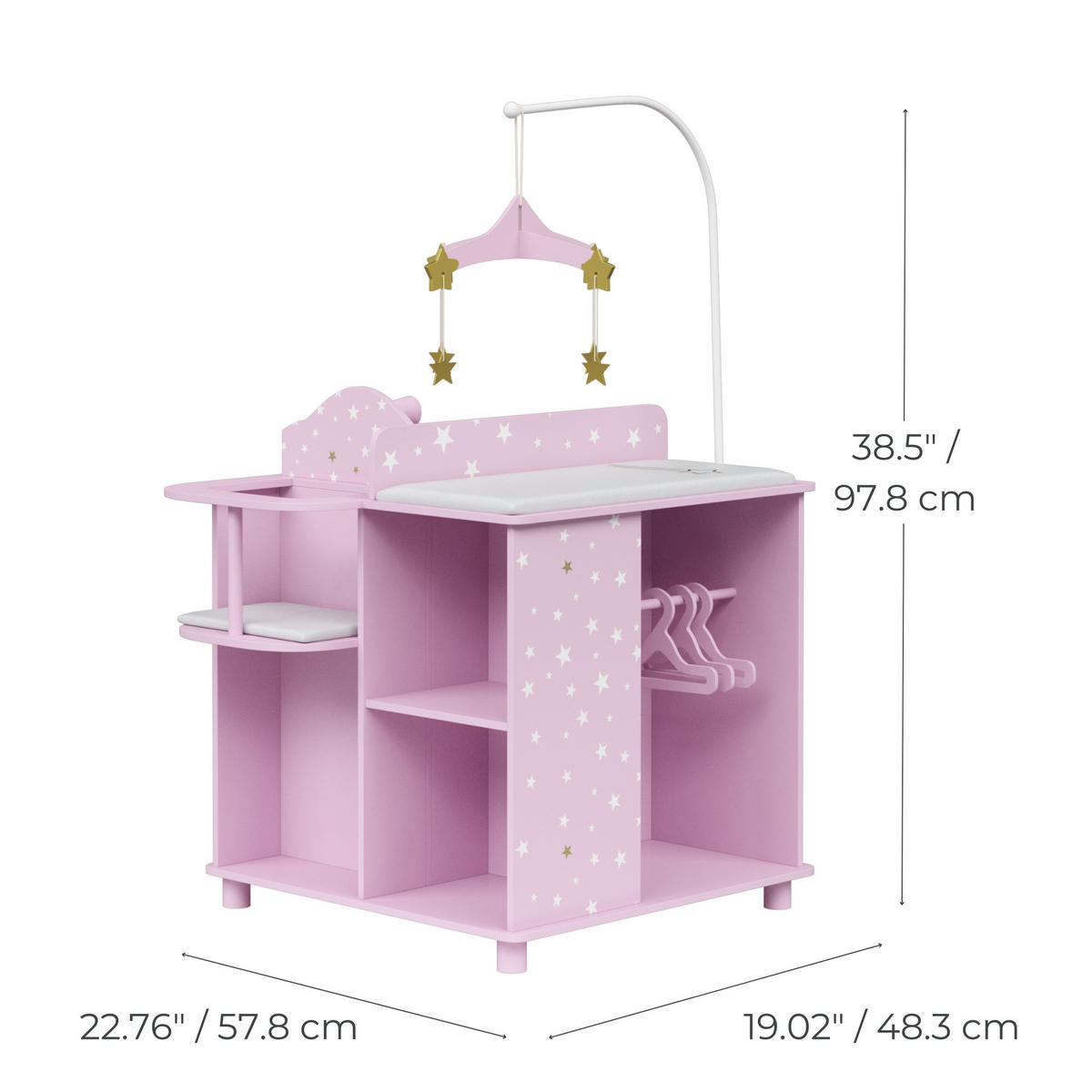 PUPPEN WICKELTISCH, Rosa, 98cm - Pink, Holzwerkstoff (48/98/58cm) - Teamson Kids