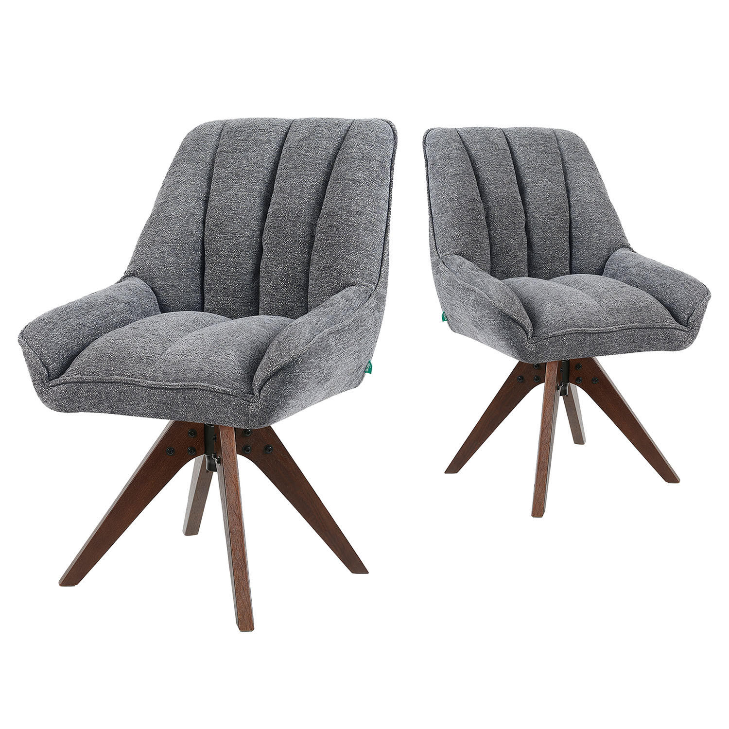 DREHSTUHL Mika-Lio 2er-Set - Nussbaumfarben/Grau, Eichenholz/Holz (60/88/68cm) - DUBI Möbel