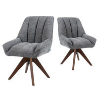 DREHSTUHL Mika-Lio 2er-Set - Nussbaumfarben/Grau, Eichenholz/Holz (60/88/68cm) - DUBI Möbel