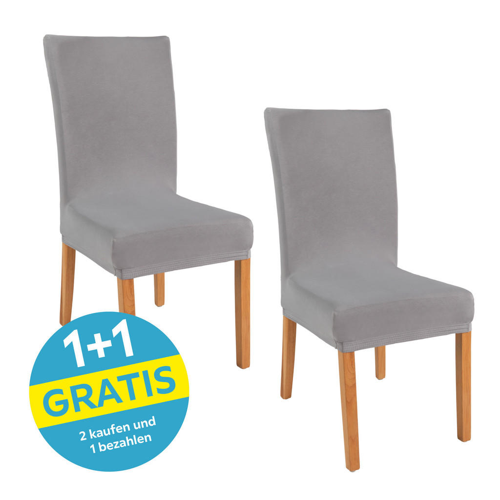 Stuhlhusse Adelisa Jersey Silberfarben Lxbxh: 47x47x67 Cm