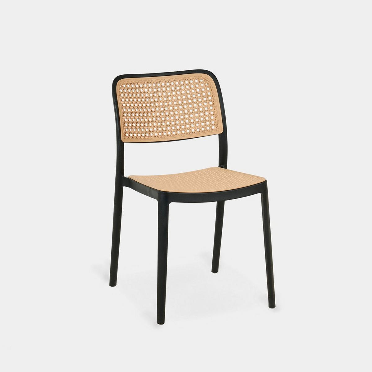 GARTEN-SET mit Tisch und 4 stapelbaren Stühlen in Schwarz Kaira - Schwarz, Metall - Klast Home