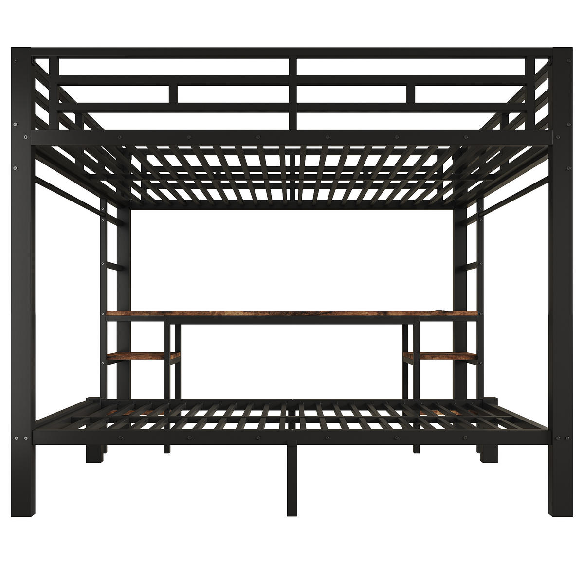 ETAGENBETT 140/90/200 cm mit Schreibtisch, DE-41769, in Schwarz - Schwarz, Metall (140/200cm) - ComfortXL