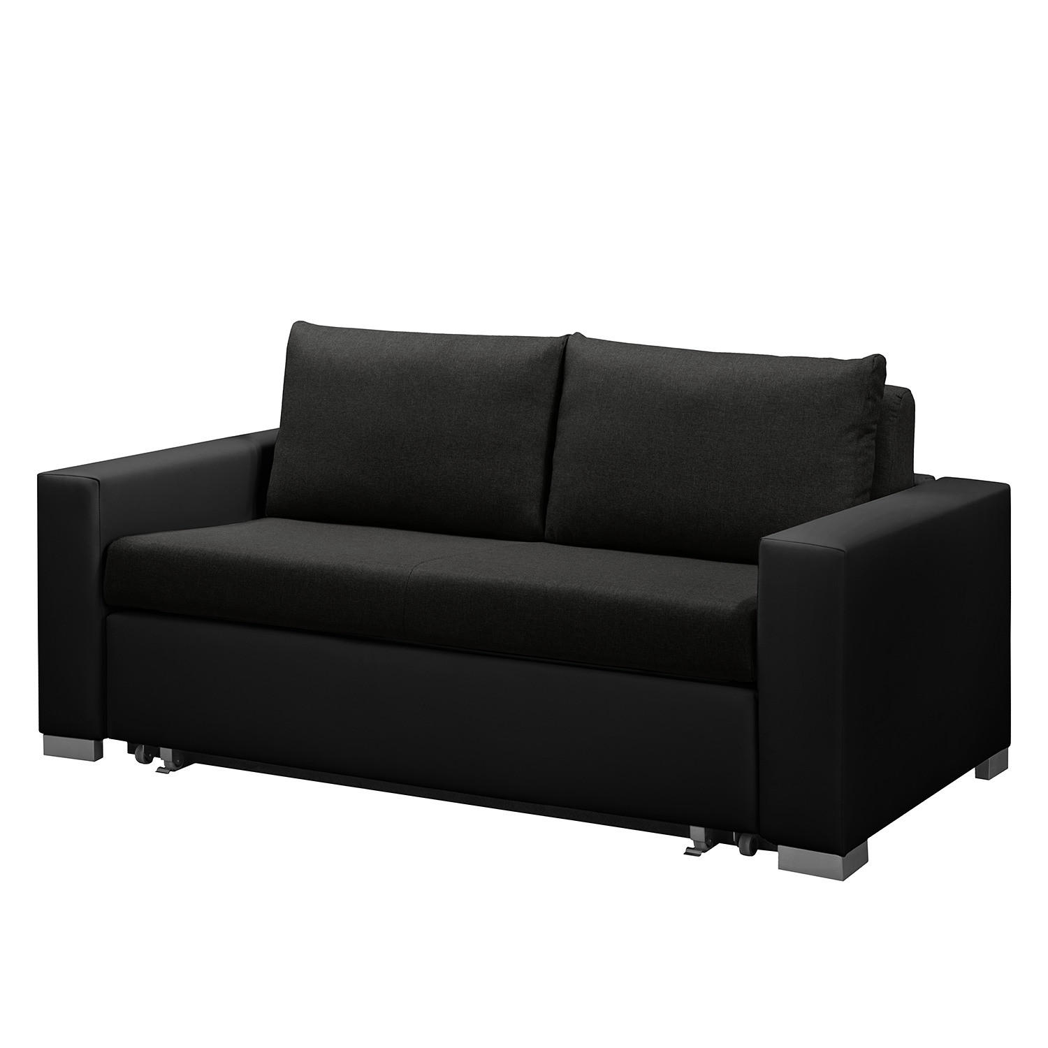 SCHLAFSOFA - Silberfarben/Schwarz, Kunststoff/Textil (173/90/90cm) - home24