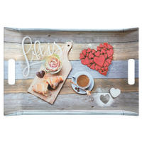 TABLETT Frühstück, rechteckige Serviertablett mit Griff 47x31 cm - Grau, Kunststoff (31/3/47cm) - Lashuma