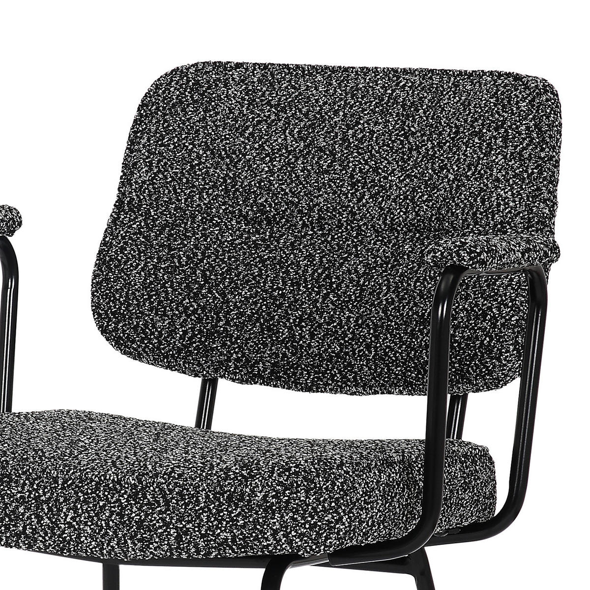 POLSTERSTUHL - 2er-Set - Metall / Textil - Schwarzweiß - Schwarz/Weiß, Textil/Metall (58/80/60cm) - home24
