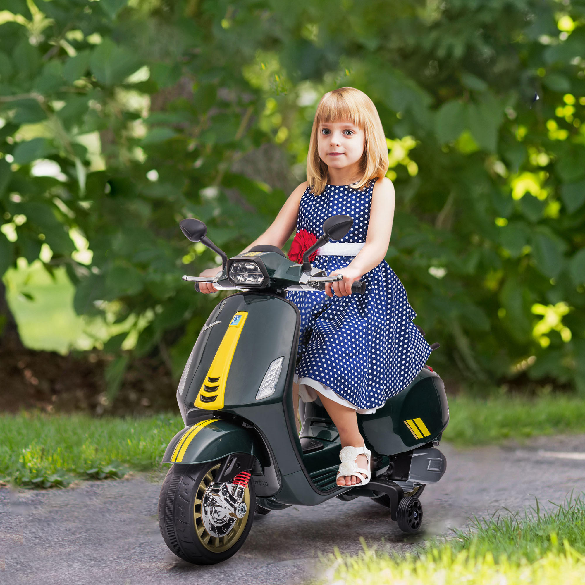 KINDER Elektro-Motorrad - Dunkelgrün, Kunststoff/Metall (107/47/73cm) - AIYAPLAY